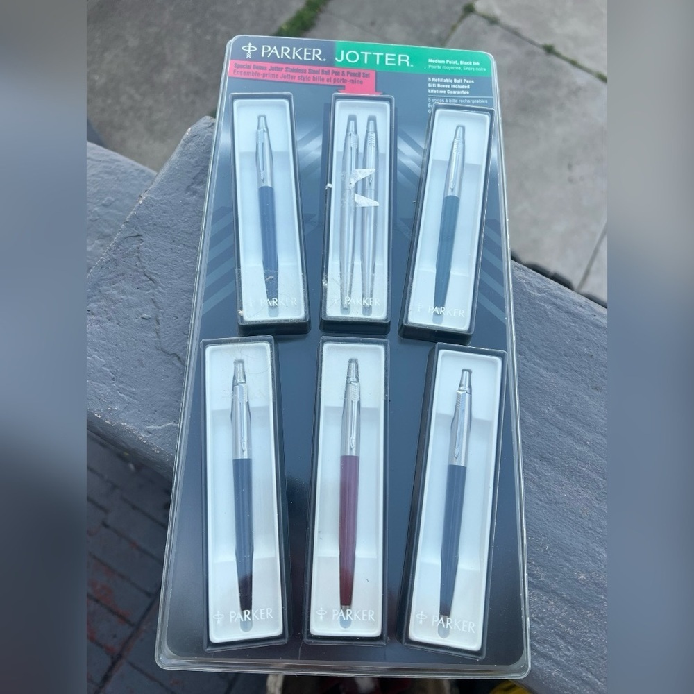 VINTAGE PARKER JOTTER Stainless Steel Ball Pen & Pencil Set NEW SEALED RARE